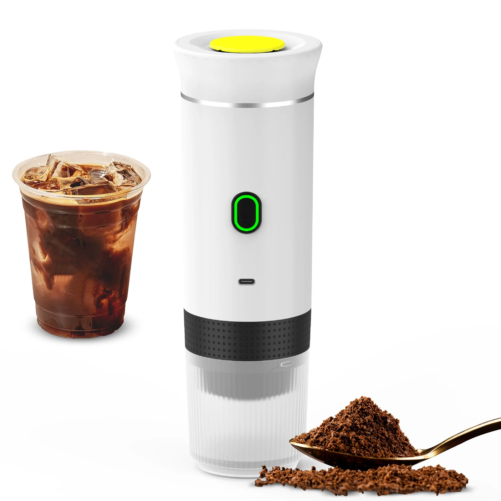 Portable Coffee Machine for Car Home Travel 3 in 1 Cordless Electric Coffee Maker Work With Capsule and Ground 15Bar