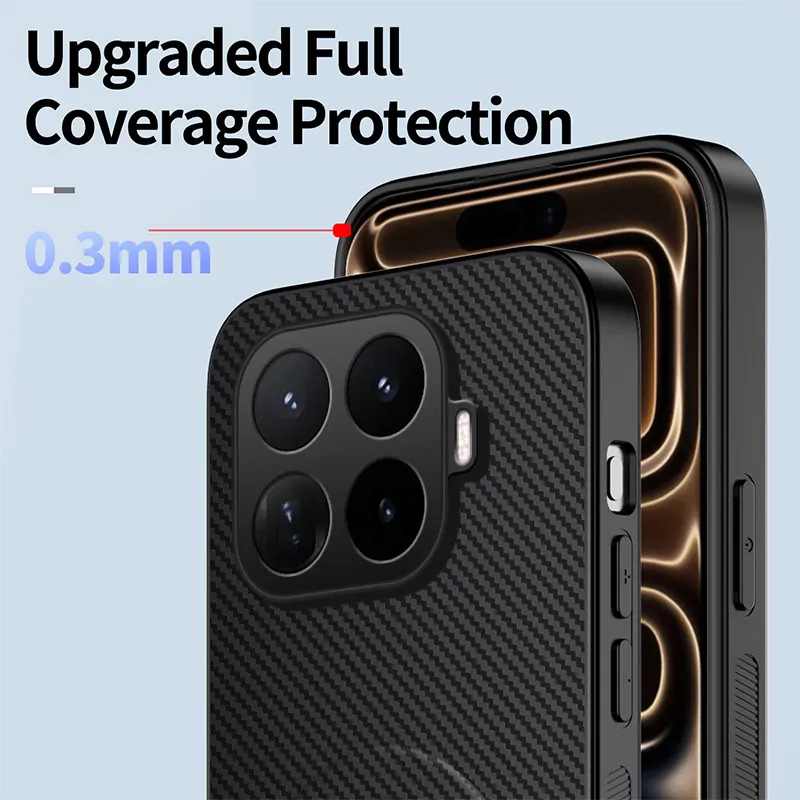 Carbon Fiber Texture Magnetic Bracket Phone Case with Wireless Charging Functionality