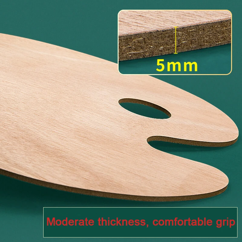 Large Wooden Square & Oval-Shaped Artist Painting Wood Palette with Thumb Hole Wood Paint Color Mixing Tray Easy Clean