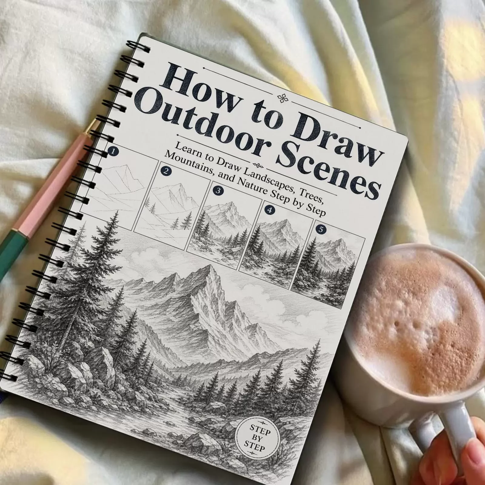 Guida passo dopo passo per disegnare scene all'aperto: padroneggia l'arte dei paesaggi, degli alberi, delle montagne e della natura - Libro di base sul disegno - immagine 3