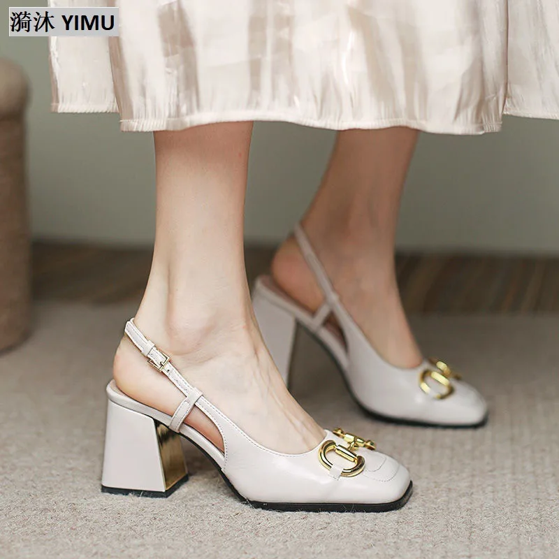 Large Size Women's Shoes 41-43 Fat Feet Wide Fat Baotou Sandals Female 42 Fairy Wind High Heels Thick Shoes