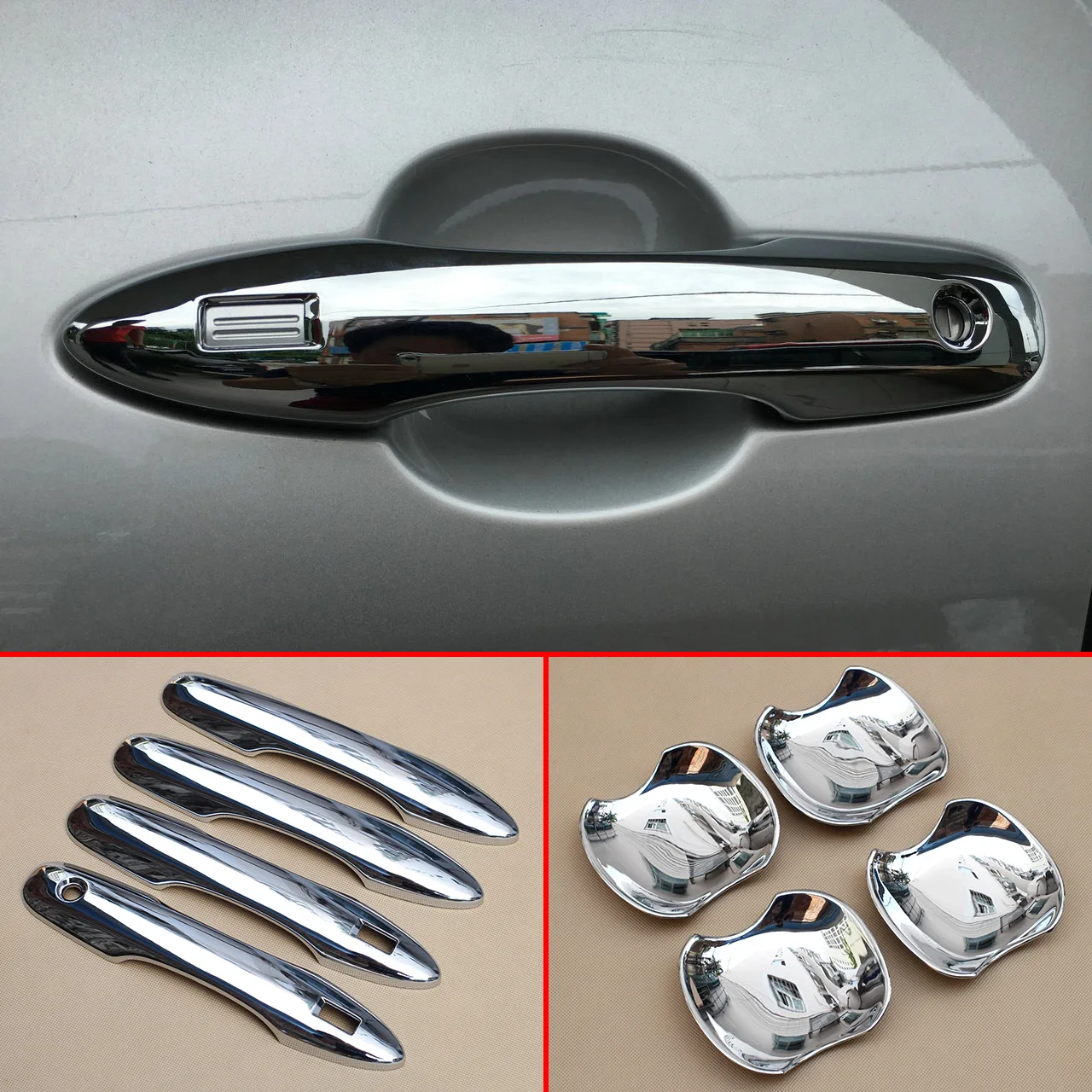 

Chrome Side Door Handle Cup Bowl Cover Kit For Toyota Prius Prime PHV 2016-2022 Exterior Accessories Parts