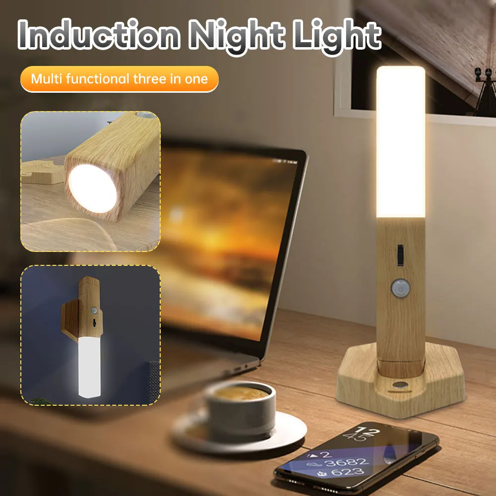 

Motion Sensor Night Light Rechargeable Body Sensor Wall Lamp Indoor Magnetic LED Wall Sconce Bedroom Corridor Staircase Cabinet