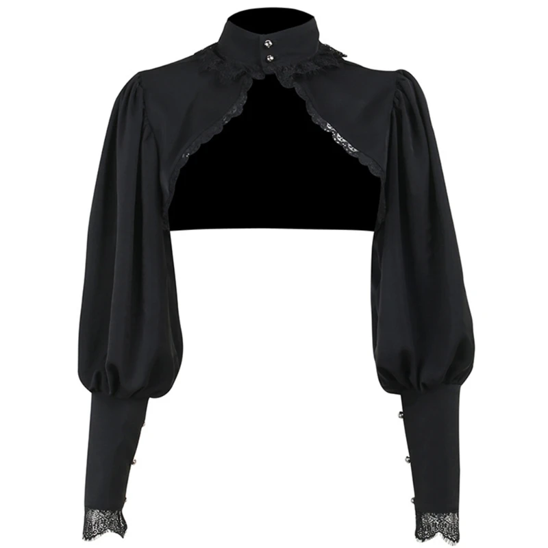 

Women Girl Lantern Sleeve Cropped Pullover Shawl Top Super Lace Crop Top Hoodies Sweatshirt Dance Sexy Clothes 10CF