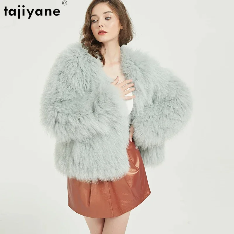 

Real Tajiyane Fox Fur Coat Women 2024 Winter Warm Knitted Jacket Short Luxury Coats and Jackets Chaquetas Para Mujer