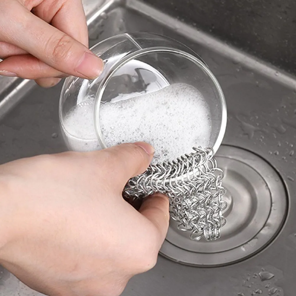 Stainless Steel Cast Iron Cleaner Chain Mail Scrubber - Size Information