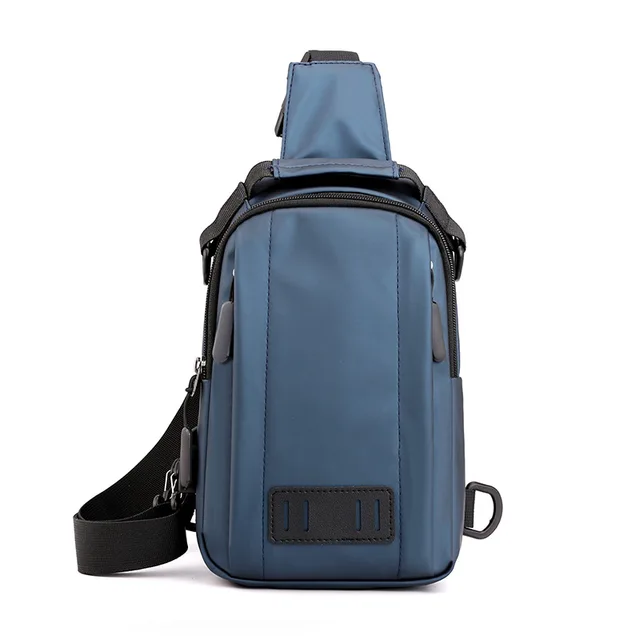 Men Nylon Crossbody Bag with USB Charging Port Multifunction Outdoor Travel Waterproof Daypack Male Casual Messenger Chest Bags Blue A