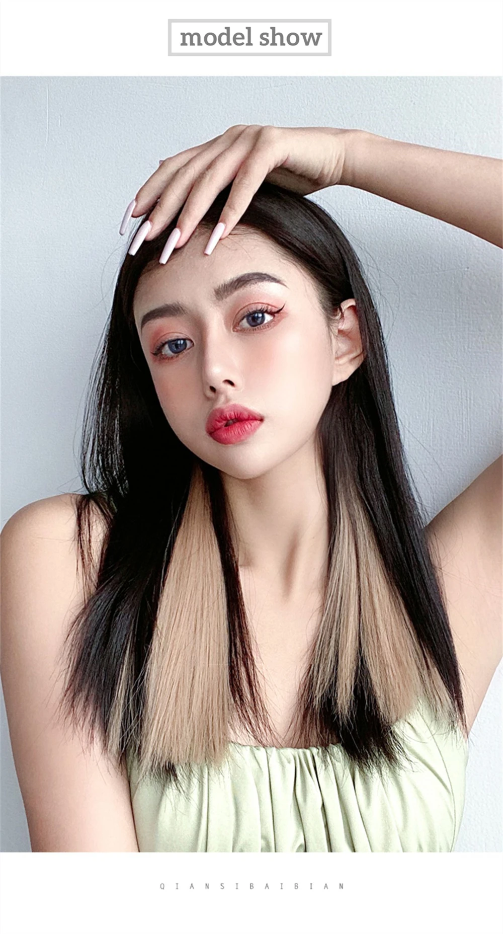 VaaJee Synthetic Clip Wigs Women Heat Resistant Straight Hair Extensions With Clips Multicolor Crochet Braid Hair For Teen Girls