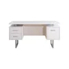 60" White Study Writing Home Office Wall Mounted Laptop Computer Floating Desk Top and Storage Drawers and Metal Stands 3