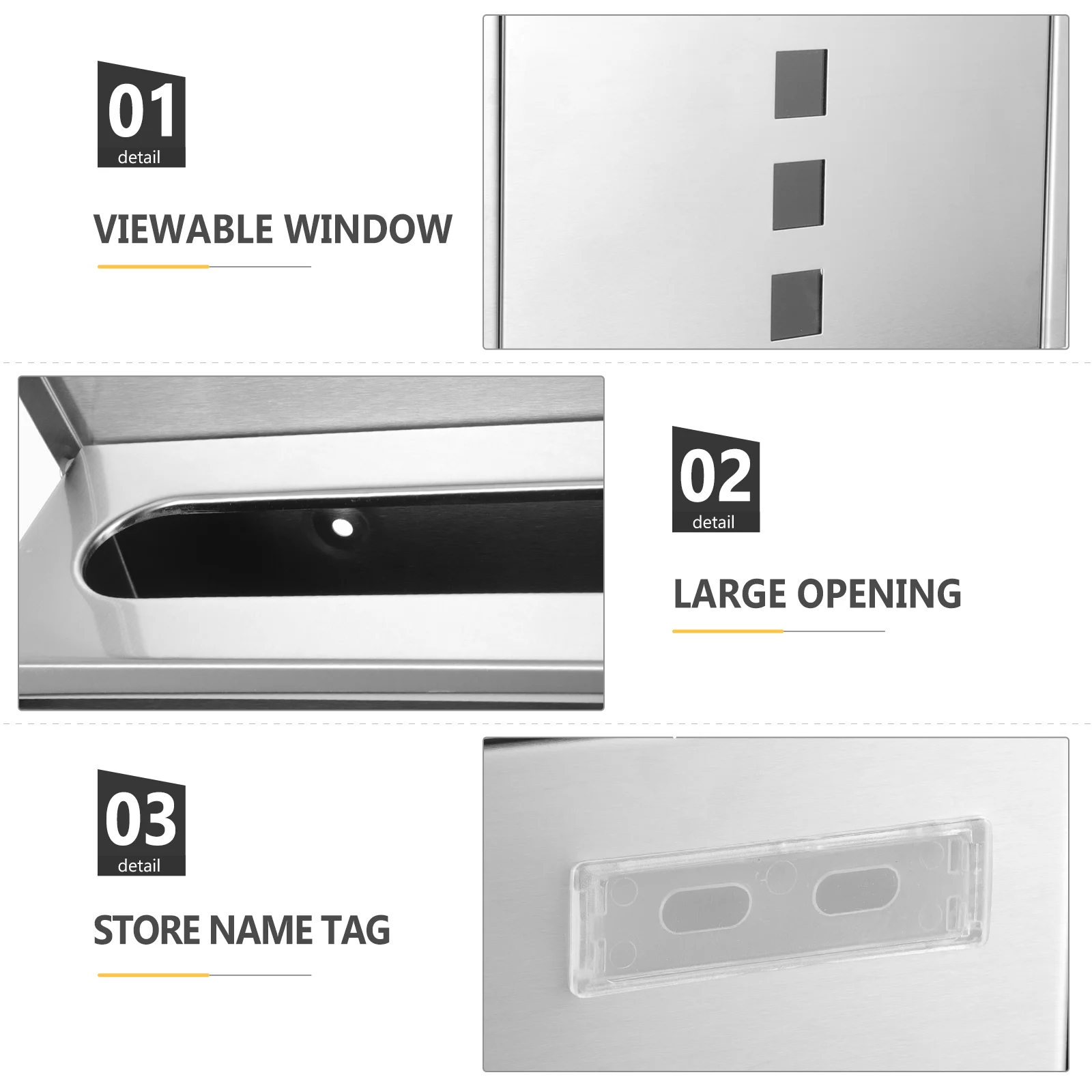 Stainless Steel Mailbox Lock Suitable Capacity Envelopes Mails Wall Mount Outdoor Home Office Garden