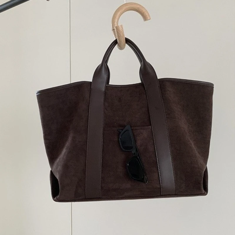 Vintage Suede Large Capacity Handbag Simple All-match Fashion Tote Bags Design Casual Top Handle Shoulder Bag For Women 2026