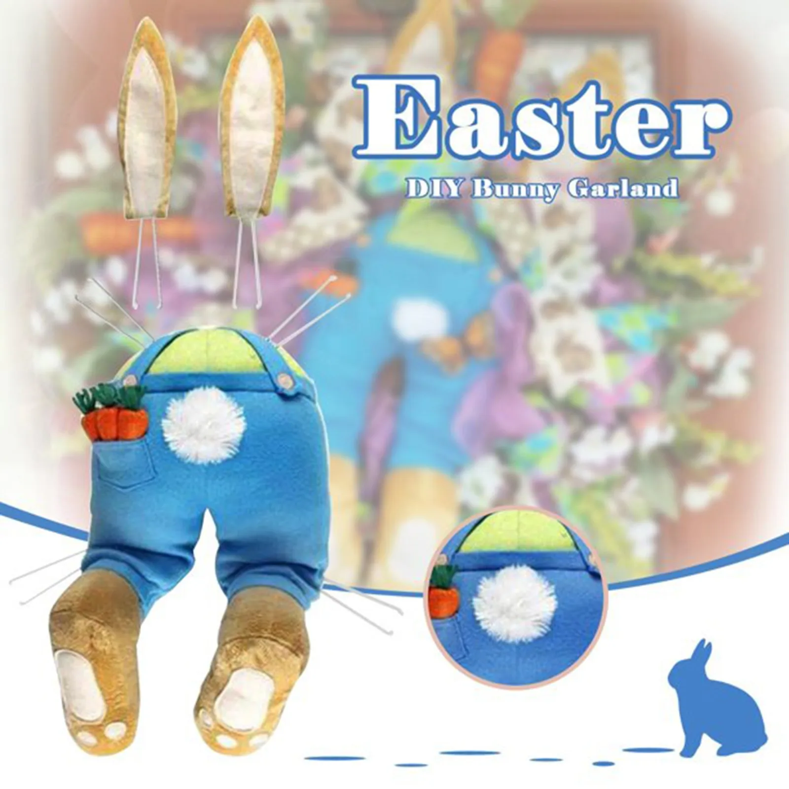 

Easter Bunny Wall Hanging DIY Wreath Kit Cute Welcome Sign Rabbit Wreath Attachment For Festival Front Door Decor Window Holiday