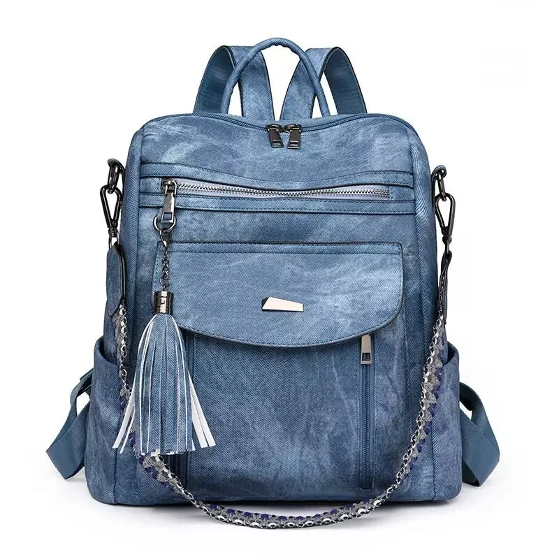 New Fashionable Women's Double Shoulder Backpack Large Capacity Retro Messenger Bag Casual Lady Bag