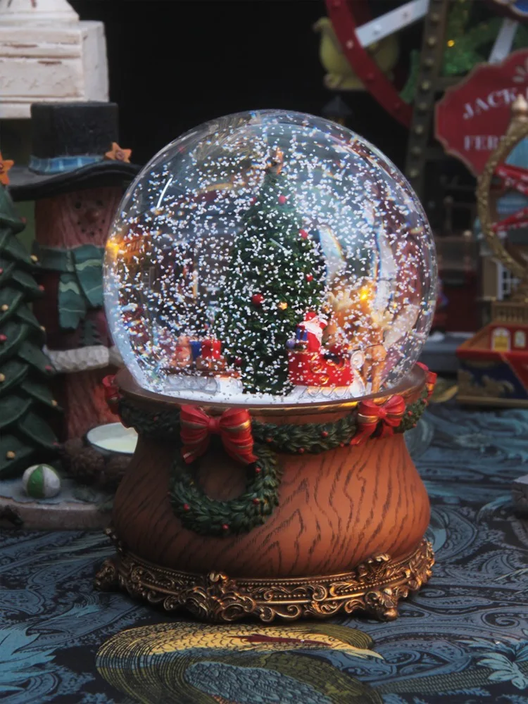 

Deluxe Ball Music Box Ornament Crystal Girl Child Luminous Christmas Santa Birthday Gift