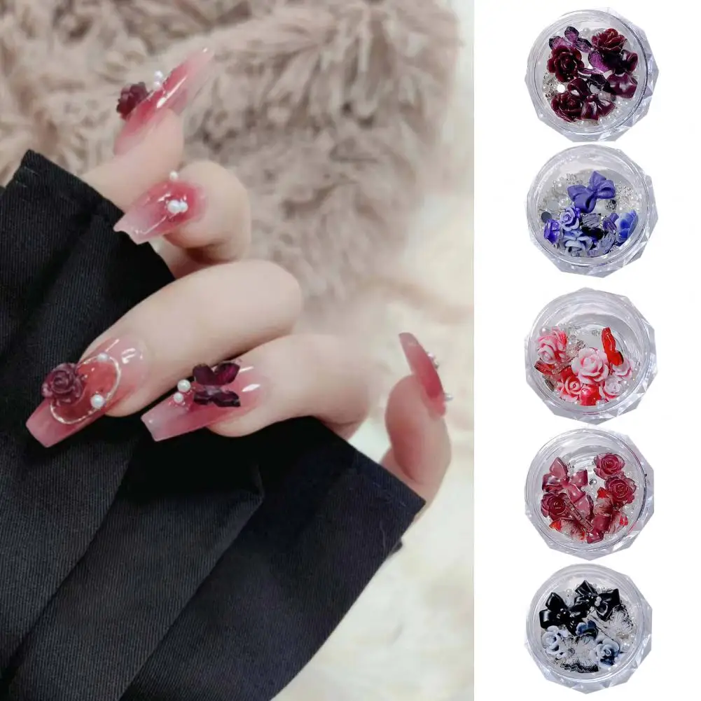 

1 Box Nail Art Decor Shining Glitter High Gloss DIY Shiny Visual Effect Nail Camellia Bows Mix Chain Manicure Charm