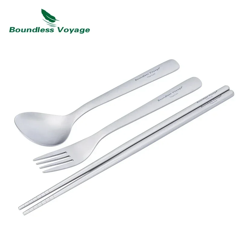 Boundless Voyage Titanium Fork Spoon Chopstics Set Ultralight Kitchen Cutlery Portable Picnic Tableware for Dessert Dinner Party