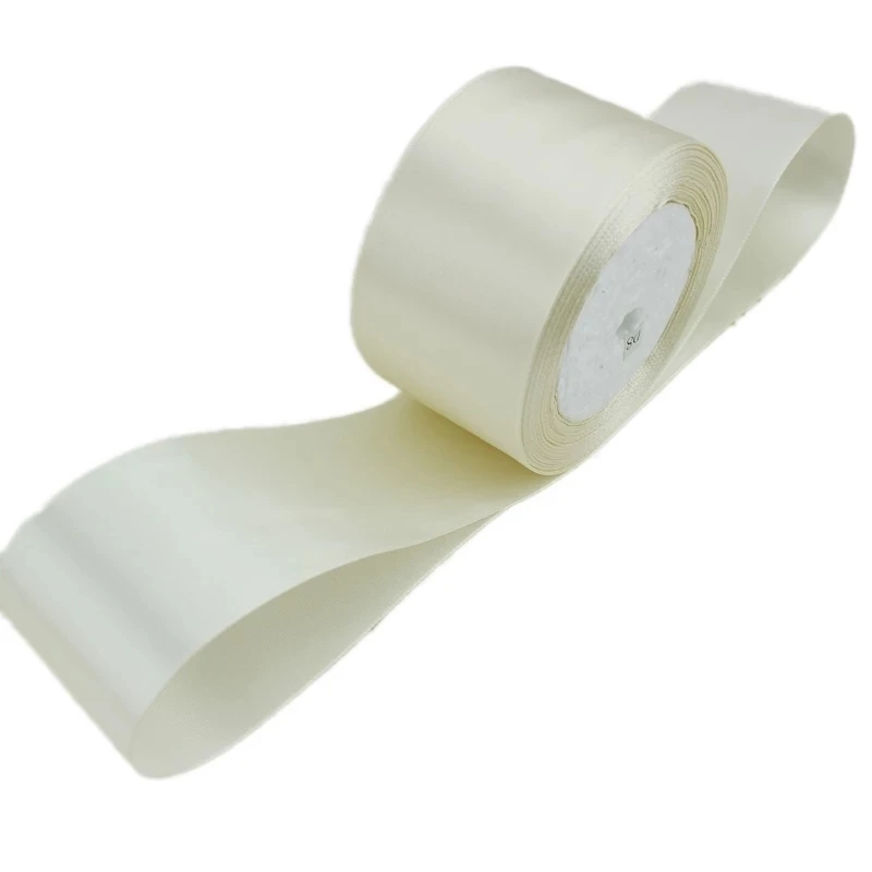 25 Yards/Roll Ivory Single Face Satin Ribbon Wholesale Gift Wrapping Christmas Handmade DIY Ribbons
