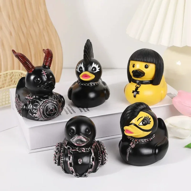 Devil Punk Duck Desktop Ornament Electric Syllable Death Rock Duck Halloween Decoration Doll
