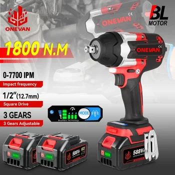 ONEVAN 1800N.M Professional Brushless Impact Wrench - 1/2" Cordless Tool