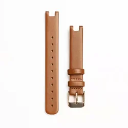 Waterproof Genuine Leather 14MM Watch Band with Stainless Pin Buckle Replacement Strap (Brown)