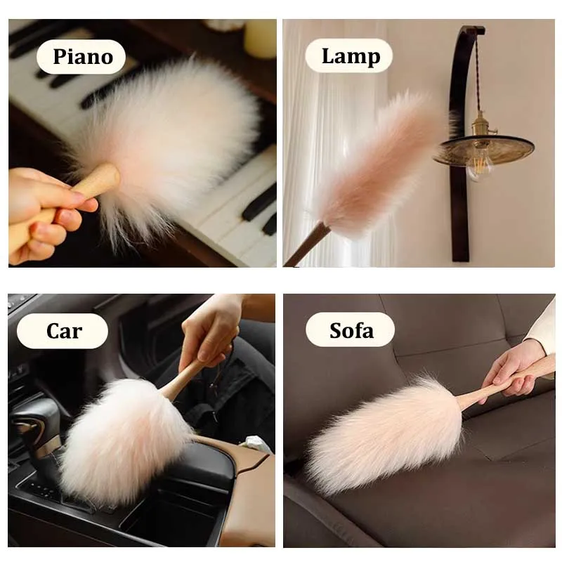 Luxury Home Cleaning Real Wool Duster Electrostatic Dust Removal Hanging Feather Dusters Cleaner for Car Piano Lamp Furniture cleaning duster wool duster brush feather duster