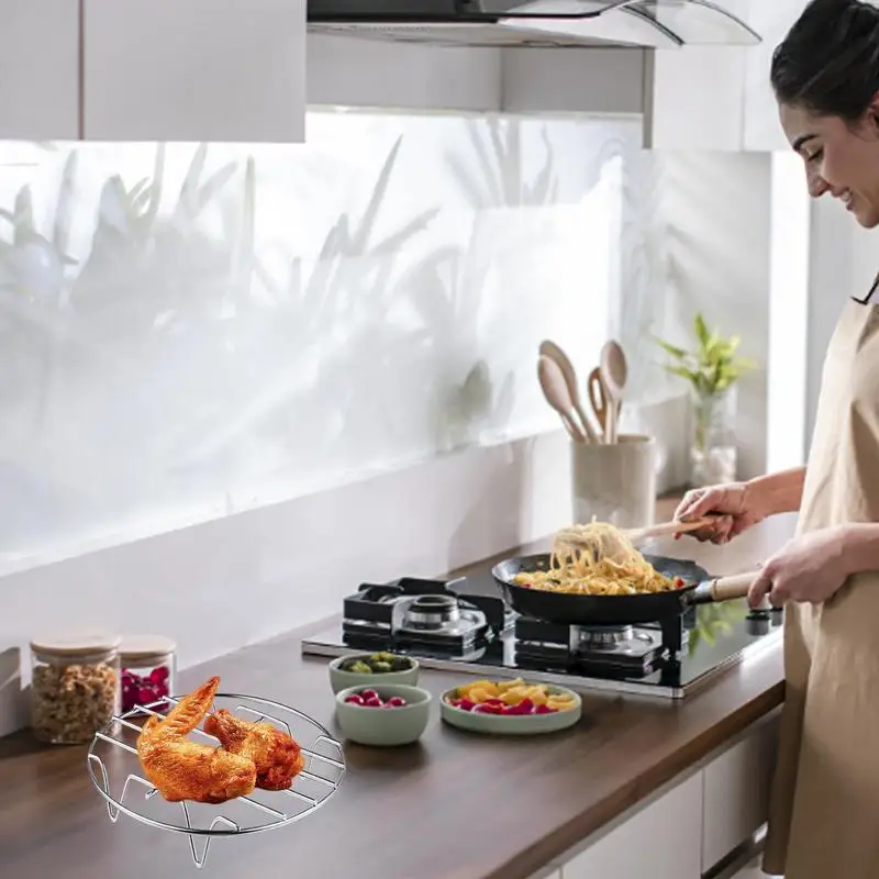 Air Fryer Rack Steamer Rack Stainless Steel Cookware Steamer Rack Cooking Baking Pot Stand Air fryer Grill Food Accessories Kitchen Steaming Racks Grid