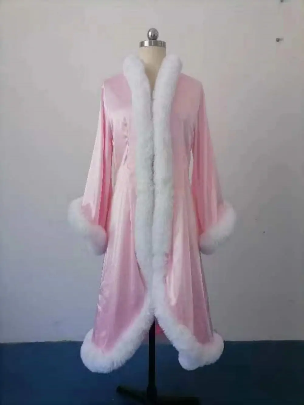 Feather Fur Robe Silk Satin Bridal Dressing Gown Sexy Illusion Lingerie Nightgown Bathrobe Sleepwear