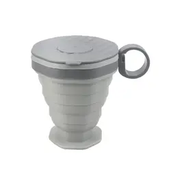 Portable Folding Travel Cup with Lid - Compact and Versatile (Grey PP bag)