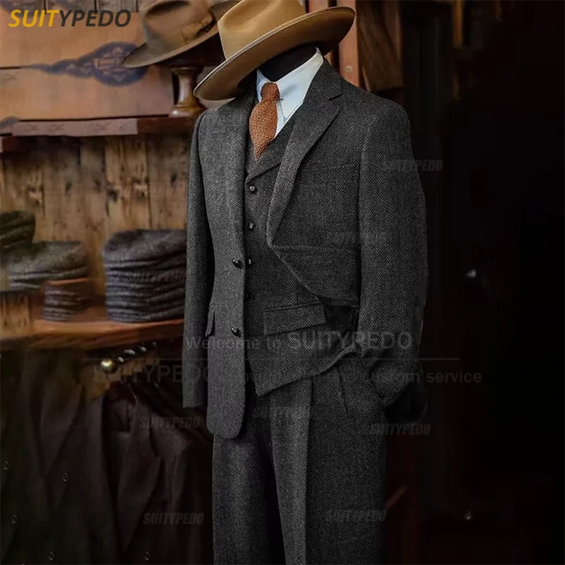 Costume intelligent décontracté à chevrons pour hommes