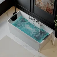 67" x 31.5" Freestanding Whirlpool Tub, 560W Stand Alone Jetted Bathtub, 70 Gallons, Rectangle,Ideal for Big-Boned or Busty 1