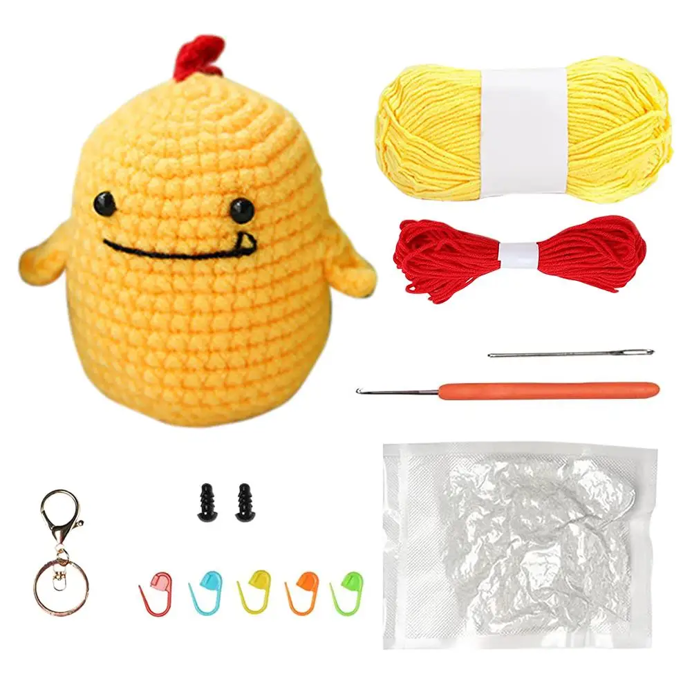 Handmade Doll Crochet Material Kit Cartoon Dinosaur With Crochet Hook Marker Buckle Wonderful Gifts For Lovers Beginners