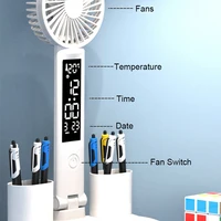 Rechargeable Table Lamp for Study, Desk Lamp Reading Light Led Table Light with Fan, Led Clock Dispaly Reading Lamp 3