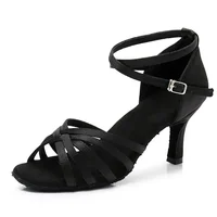Satin Latin Dance Shoes for Women, Professional Node Heel, Salsa, Tango, Ballroom, 7cm, 5cm 2