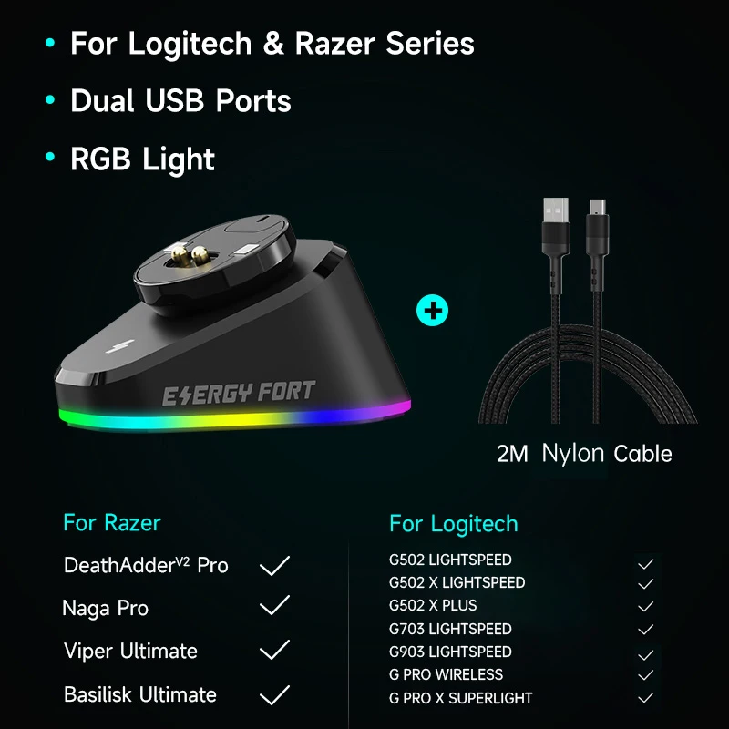 G502 X LIGHTSPEED＋専用ワイヤレスRGB充電器　セット RGB 磁気マウス充電器 Logitech G Pro ワイヤレス X Superlight