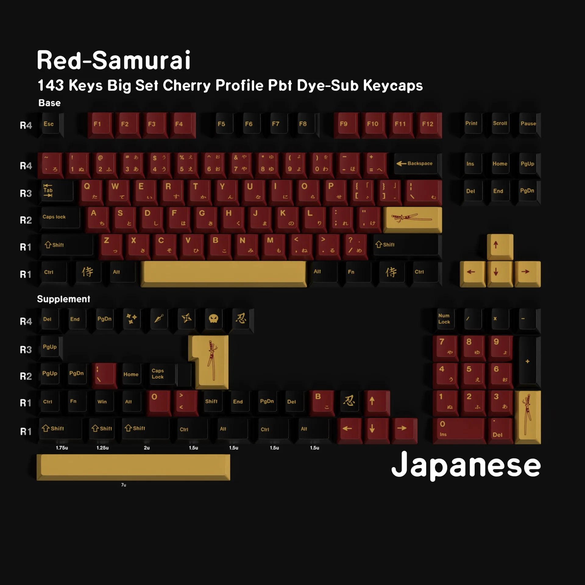 Red Samurai Mechanical Keyboard GMK Keycap Spanish French Russian Arabic Japanese Abnt2 Korean German Cherry Profile PBT Keycaps