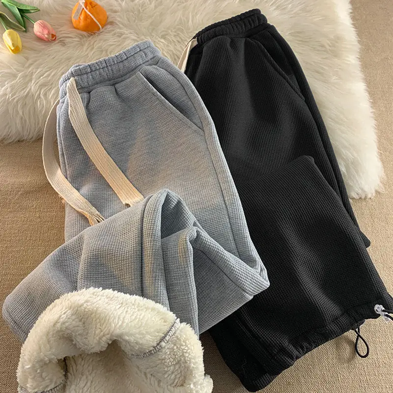 PASUDA Pantaloni Tuta Donna Invernali in Pile Foderati Pantaloni Jogging Donna Sherpa Caldi Casual Pantaloni Elastico Vita Alta Pantaloni Sportivi da Jogger con Coulisse e Tasche (Grigio, S