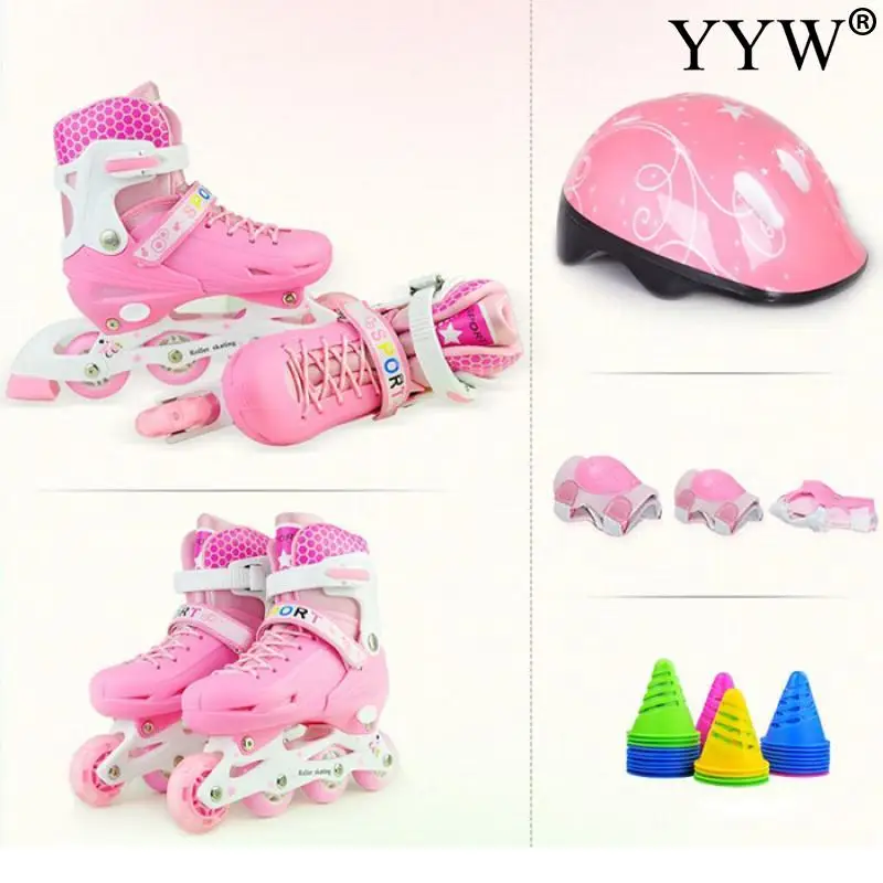 Inline Roller Skate Shoes 4-Wheel Sneakers Roller Skating Flash Shoes Protective Gear Suit Child Kid Youth Beginner Boy And Girl roller skates