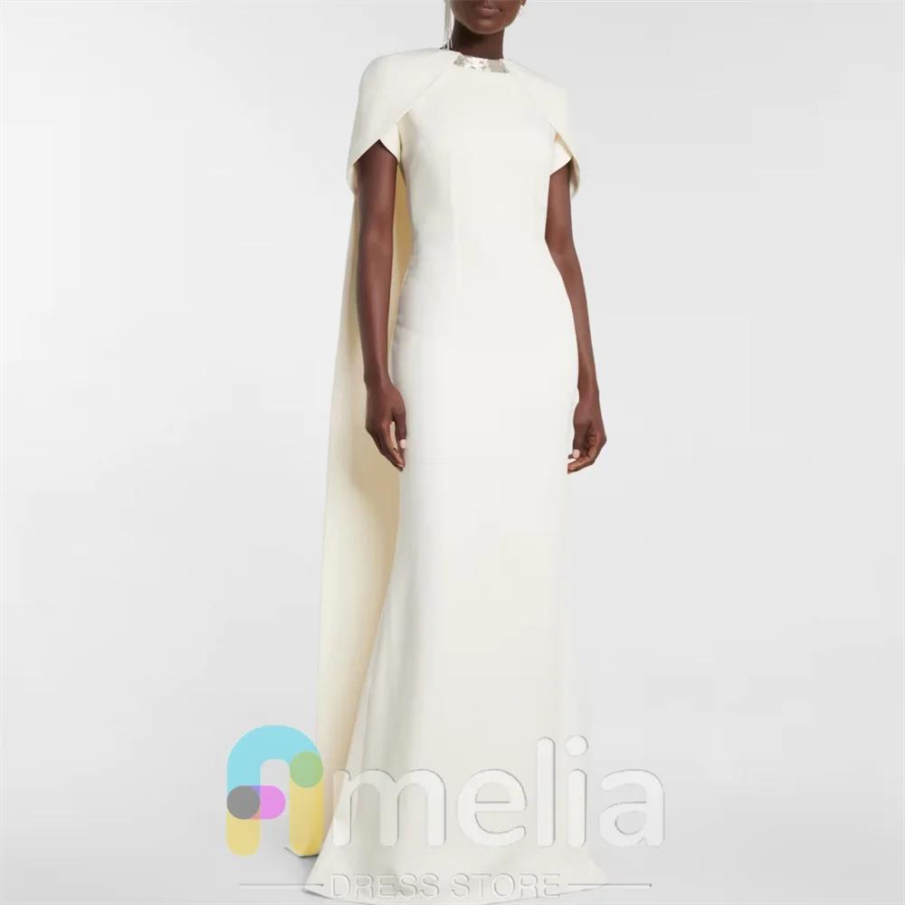 

Amelia Evening Dress Prom Gowns O Neck Short Sleeves with Floor Length Women Wedding Party Formal Gowns Arabia