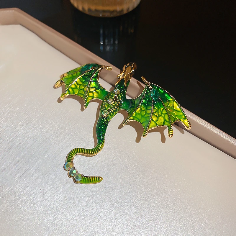 Enamel Fly Dragon Brooch - Pterosaur Animal Pin In 6 Color Options