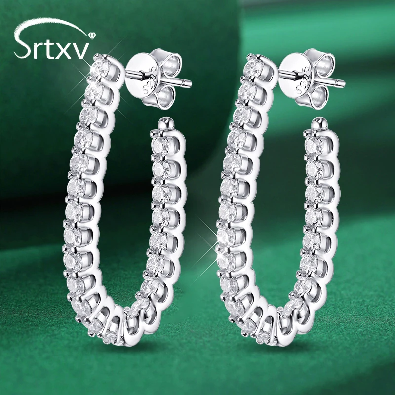 

1.76CTTW 2.2mm All Moissanite Hoop Earrings for Women Luxury Sparkling 100% S925 Sterling Silver Stud Ear Jewelry Birthday Gifts