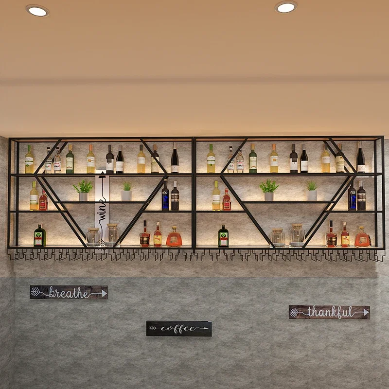 Display Whisky Holder Wine Racks Organizer Modern Black Bar Cabinet Wine Rack Industrial Wall Commercial Wijnkast Decoration