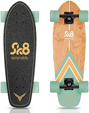 

Complete Standard Skateboard Mini Cruiser - 6 Ply Canadian & Bamboo Maple Deck Complete Double Kick Skate Board W/ 5" Al