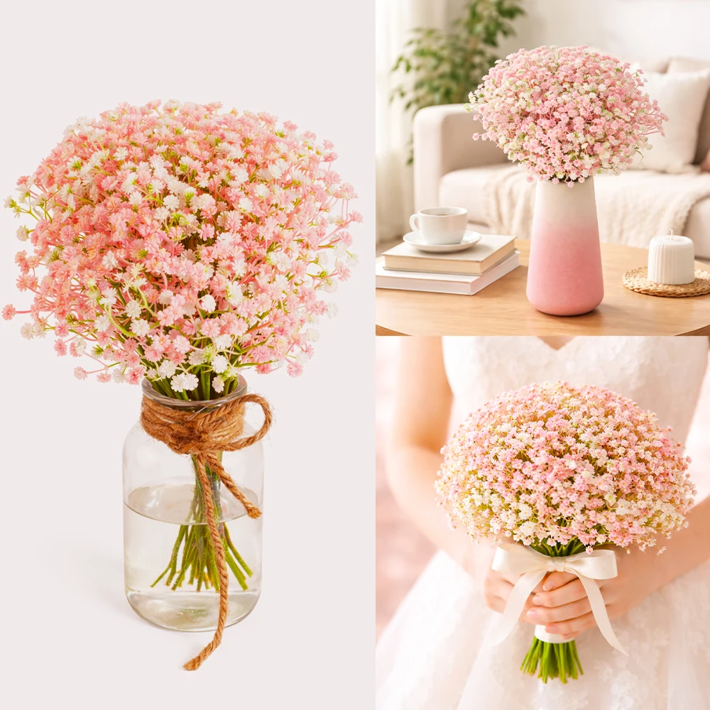 20 Stück Gemischte Künstliche Schleierkraut-Blumen, Kunstblumenstrauß für Braut, Hochzeit, DIY Blumenarrangements, Tisch-, Heim- und Raumdekoration