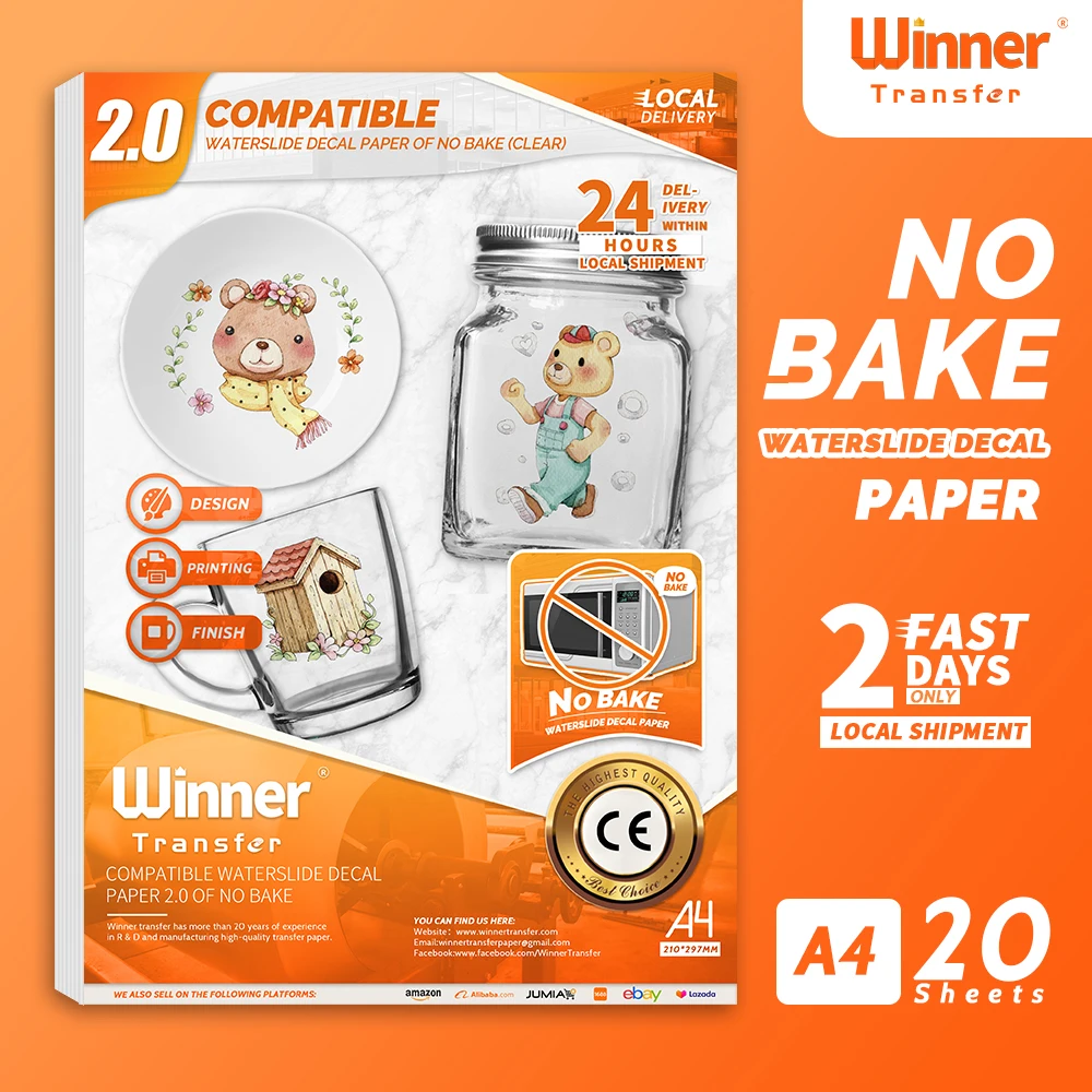 WinnerTransfer No bake Light Waterslide Transfer Paper for Laser Inkjet