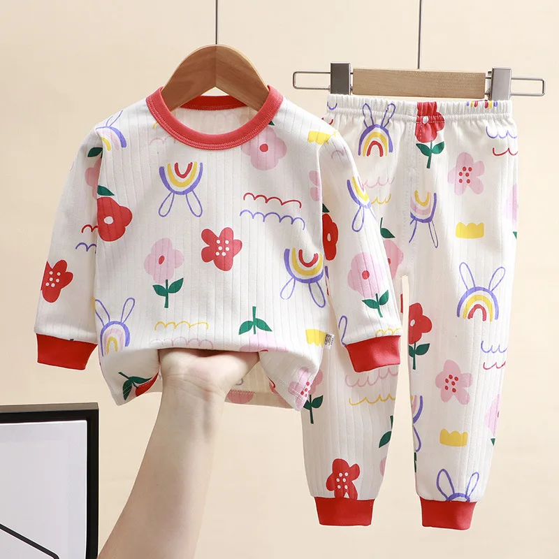 Kids pajamas set Kids pajamas Pajama sets Kids clothing set Kids Pure Cotton Pajamas Boys Girls Cartoon Long Sleeve T-Shirt Top + Pants Baby Spring Autumn Sleepwear Clothes Sets
