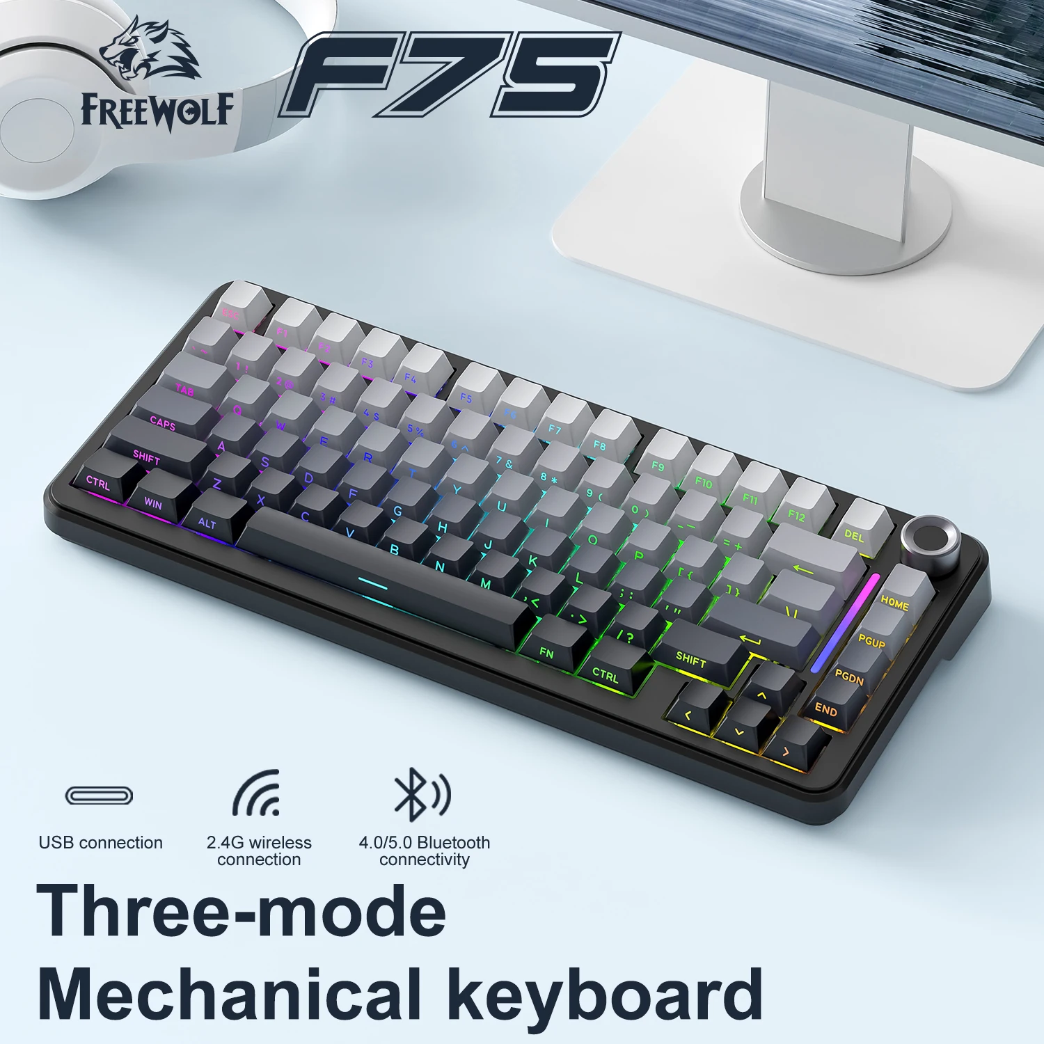 Aula F75 メカニカルキーボード グレイシャーブルー Amazon | AULA F75 ゲーミングキーボード メカニカルキーボード