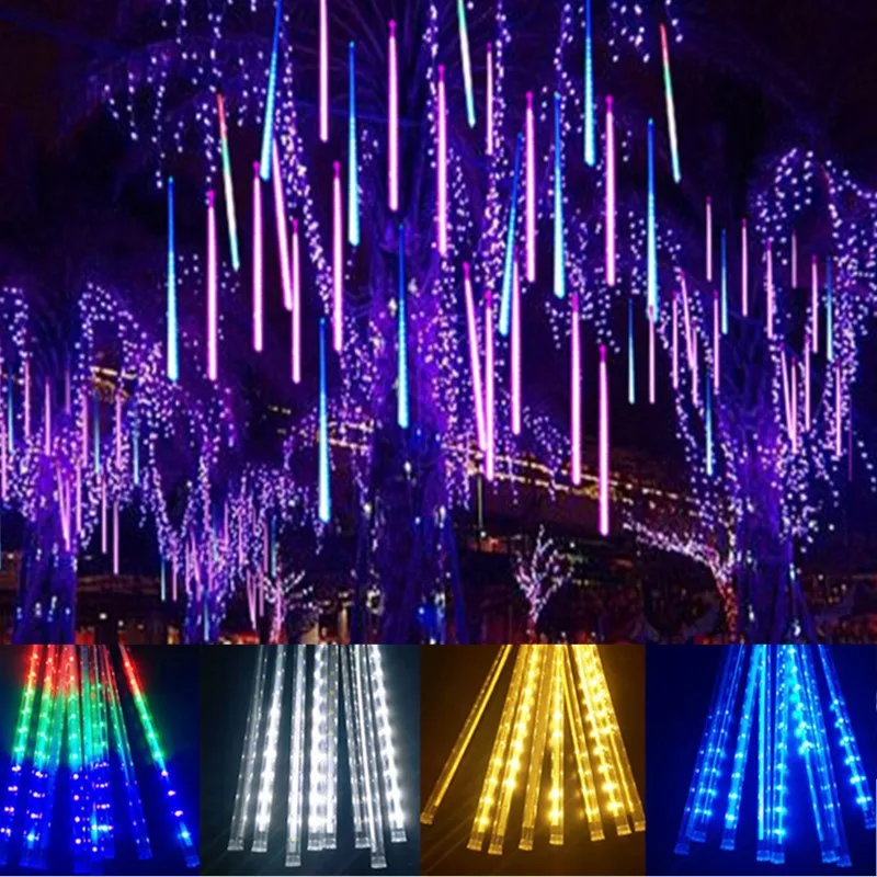 8 Tubi Led Meteor Shower Fairy Lights Outdoor Waterproof Fairy String Lights Decorazione Stradale Ghirlanda Christmas Strip Light