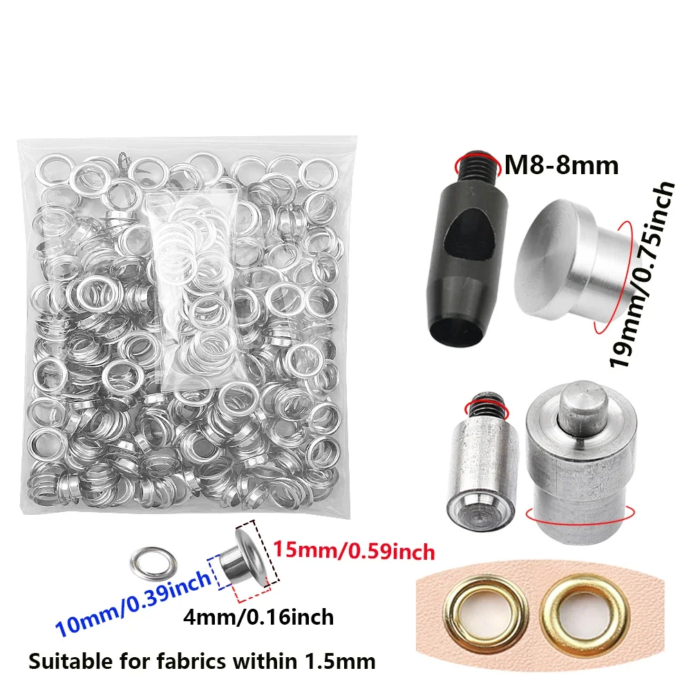 Eyelet Grommet Ring Kit Brass Eyelets Multifunction Hand Press Kit Round Rings Punching for Tarpaulin Paper Leather Scrapbooking Accessories Tool