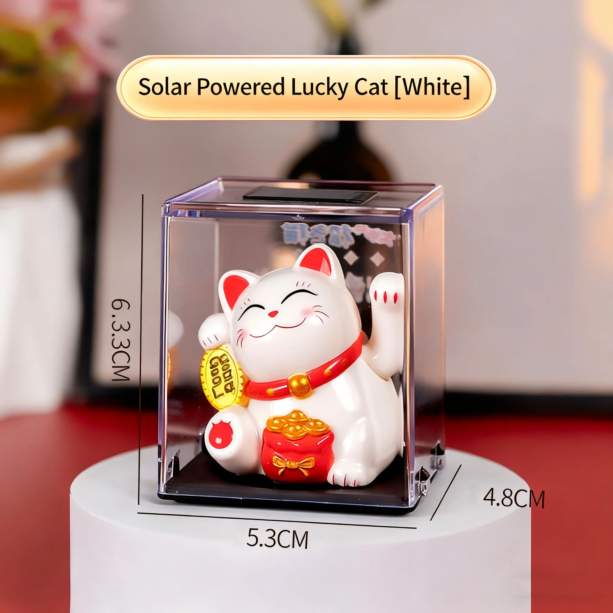 Solar Powered Maneki Neko Lucky Cat Welcoming Chinese Lucky Cat Waving Hand Beckoning Fortune Cat Figurines For Home Decor 5