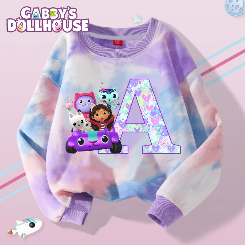 Gabby Dollhouse Sweatshirt Anime Cartoon Printed Hoodie Spring Autumn Round Neck Tees Soft Clothes Warm Tops Baby Birthday Gifts